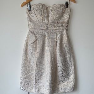 Max and Cleo metallic gold design Strapless dress